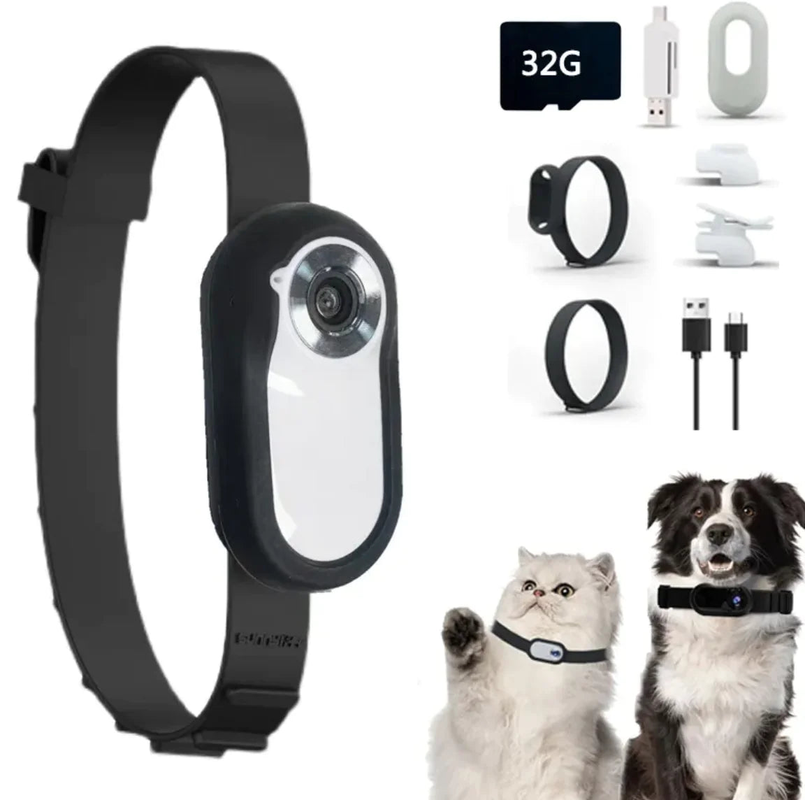 Wireless Pet Collar Camera - Indoor & Outdoor Recording for Cats and Dogs